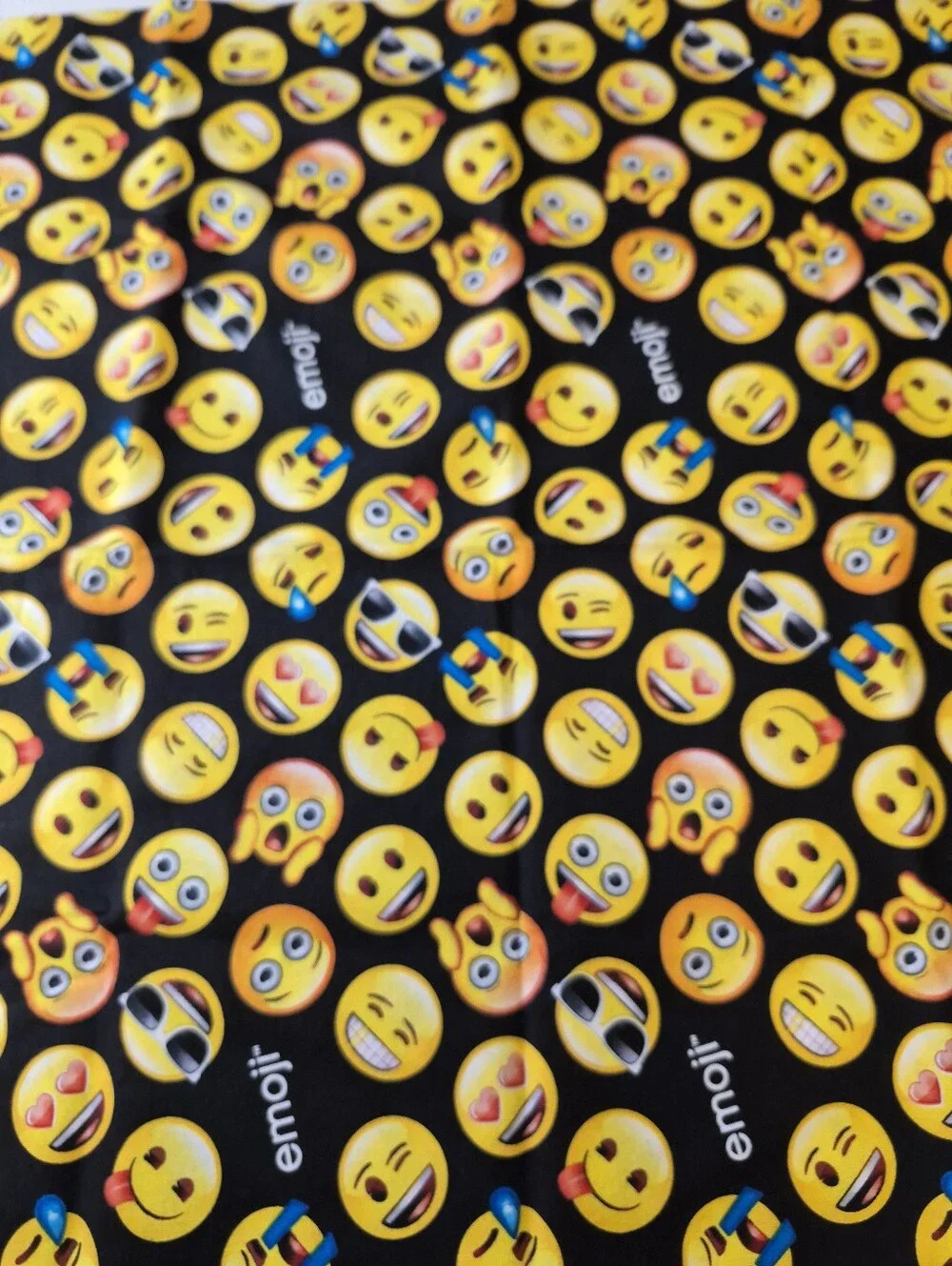 Emoji Faces Fabric by David Textiles Inc 19x42” Black